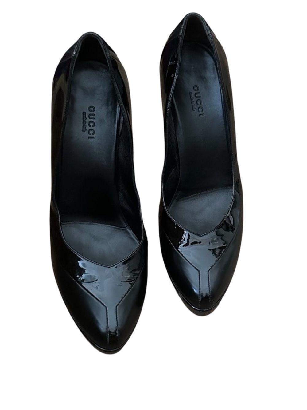Gucci Black Patent Leather Pointed-Toe High Heels - Picture 2 of 9